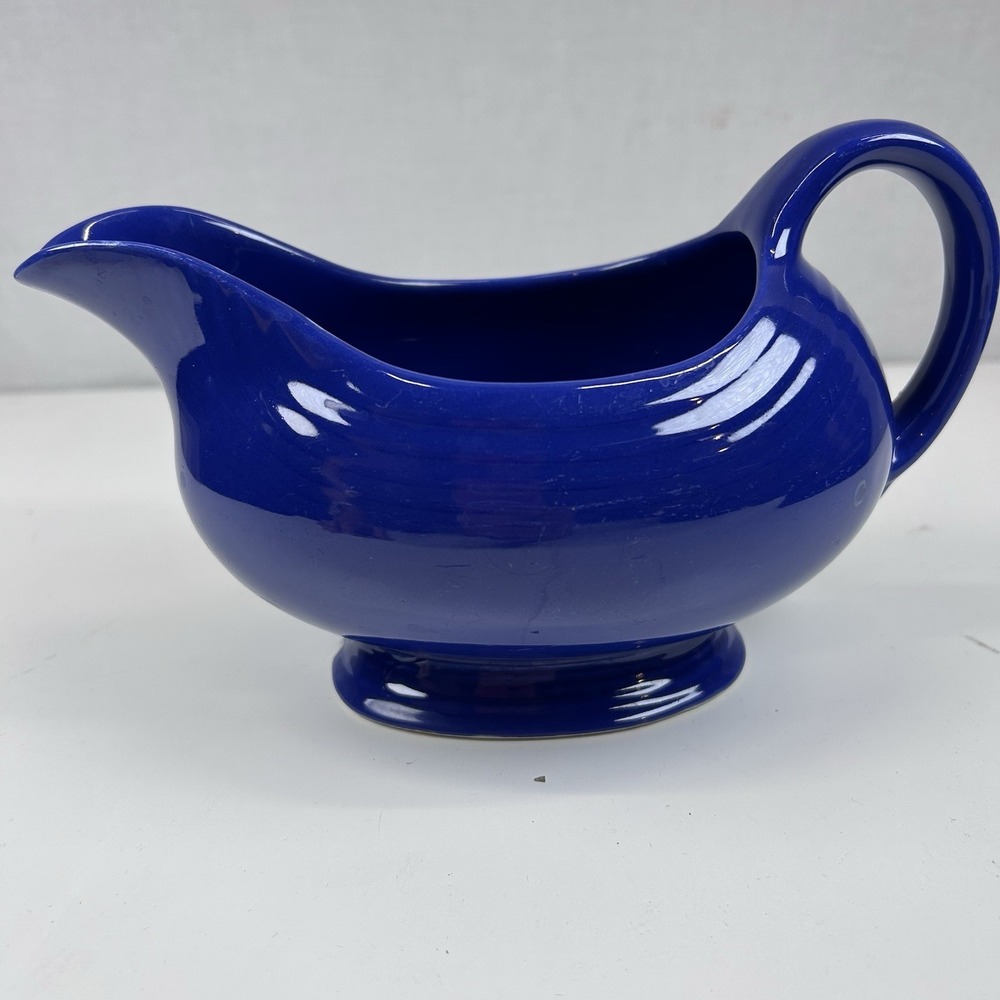 Vintage Fiestaware Cobalt Blue Gravy Sauce Boat Homer Laughlin Fiesta *Chip*